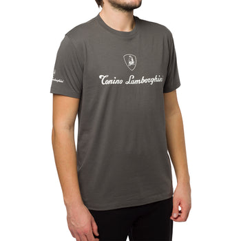 T-shirt grigia da uomo con logo bianco Tonino Lamborghini, Abbigliamento Sport, SKU a722000447, Immagine 0
